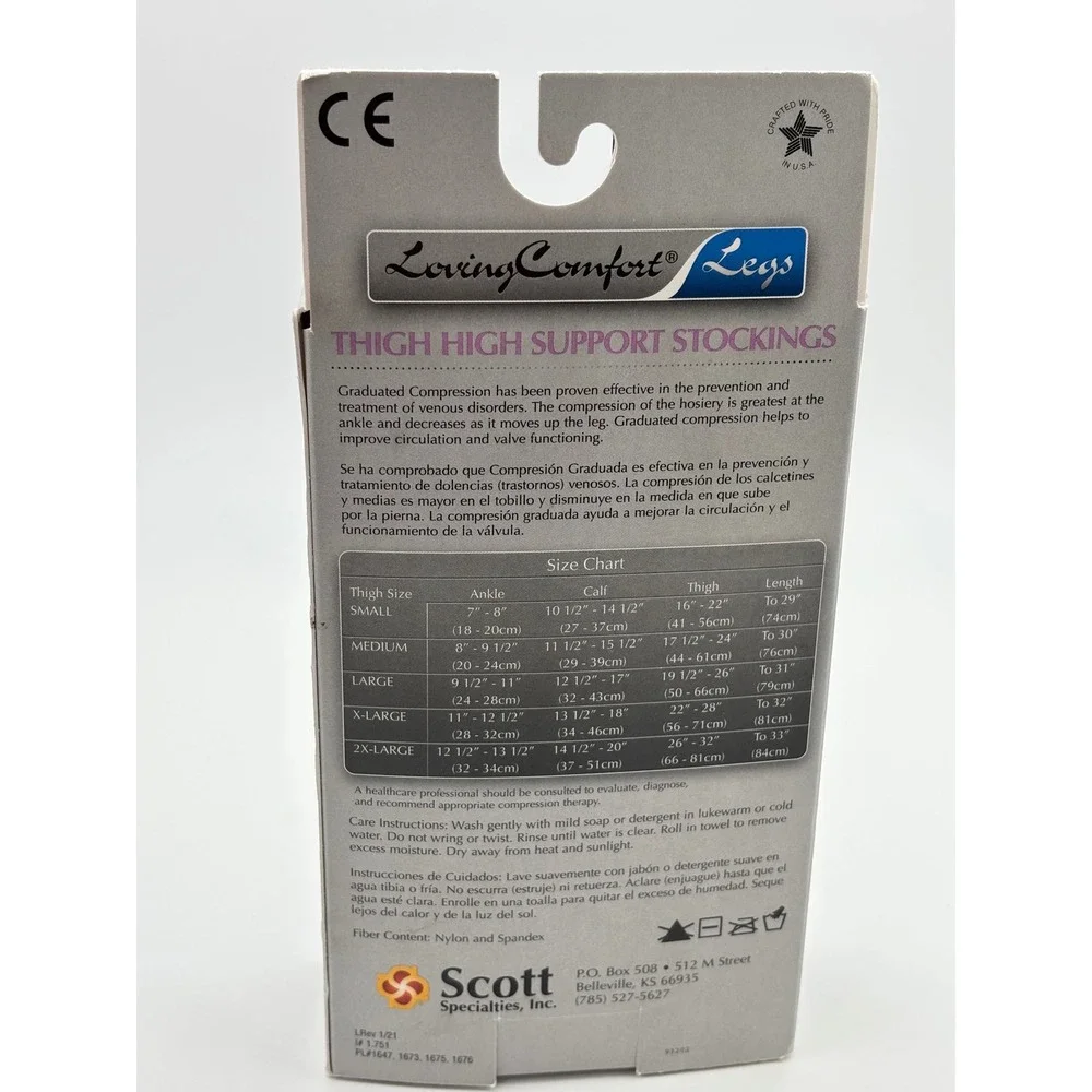 Loving Comfort Legs Thigh‎ High Support Stockings 20-30 mmHg Beige XL 1675